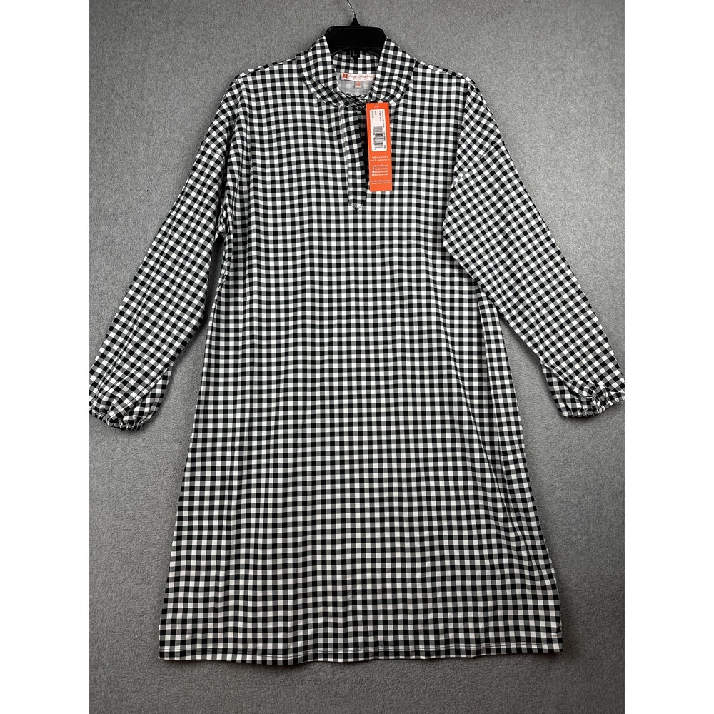 Jude Connally Florence Dress Womens Large Black White Gingham Jude Cloth Check